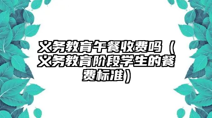 義務(wù)教育午餐收費(fèi)嗎（義務(wù)教育階段學(xué)生的餐費(fèi)標(biāo)準(zhǔn)）