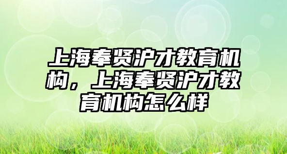 上海奉賢滬才教育機(jī)構(gòu)，上海奉賢滬才教育機(jī)構(gòu)怎么樣