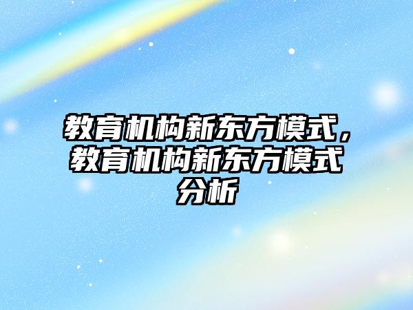 教育機構新東方模式，教育機構新東方模式分析