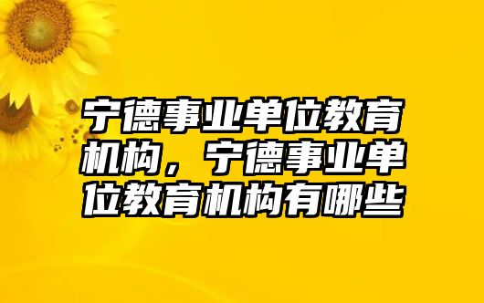 寧德事業單位教育機構，寧德事業單位教育機構有哪些