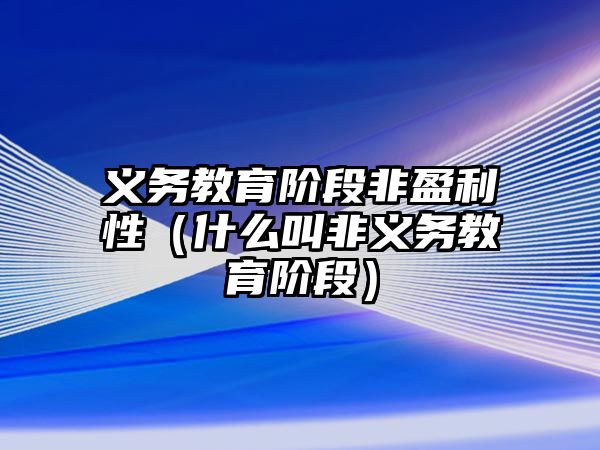 義務教育階段非盈利性（什么叫非義務教育階段）