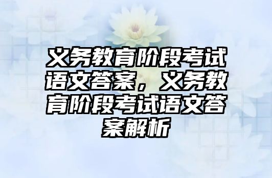 義務教育階段考試語文答案，義務教育階段考試語文答案解析