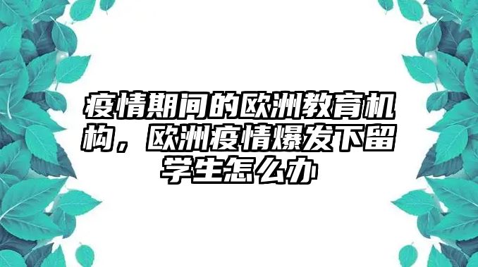 疫情期間的歐洲教育機構，歐洲疫情爆發下留學生怎么辦