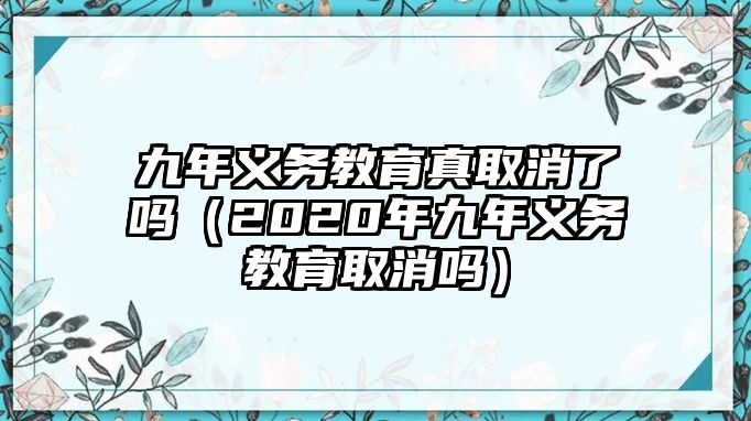 九年義務(wù)教育真取消了嗎（2020年九年義務(wù)教育取消嗎）