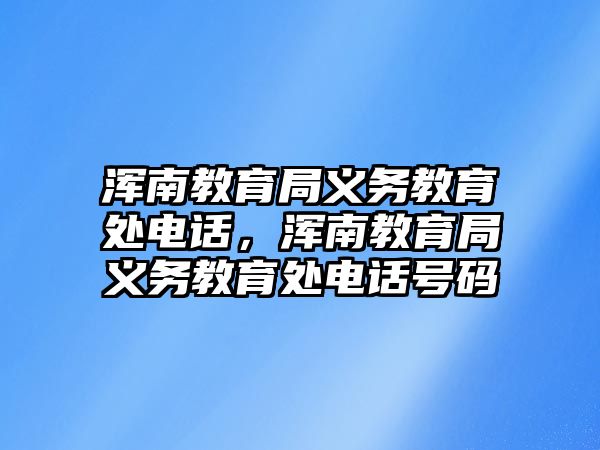 渾南教育局義務教育處電話，渾南教育局義務教育處電話號碼