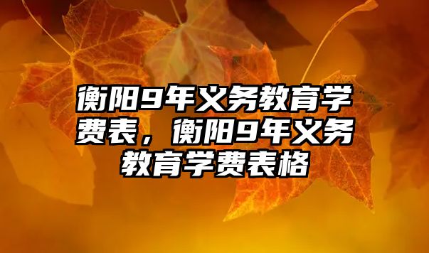 衡陽9年義務教育學費表，衡陽9年義務教育學費表格