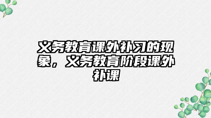 義務教育課外補習的現象，義務教育階段課外補課