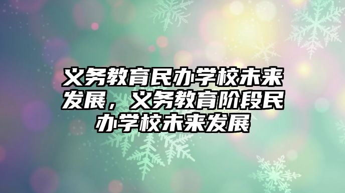 義務教育民辦學校未來發展，義務教育階段民辦學校未來發展