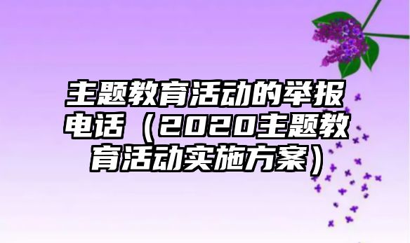 主題教育活動的舉報電話（2020主題教育活動實施方案）