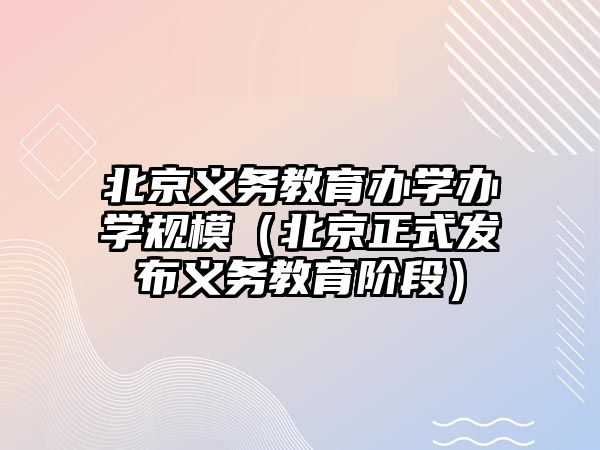 北京義務教育辦學辦學規模（北京正式發布義務教育階段）