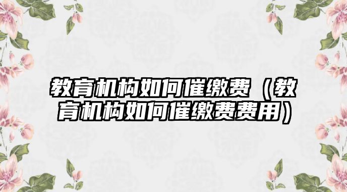 教育機構(gòu)如何催繳費（教育機構(gòu)如何催繳費費用）