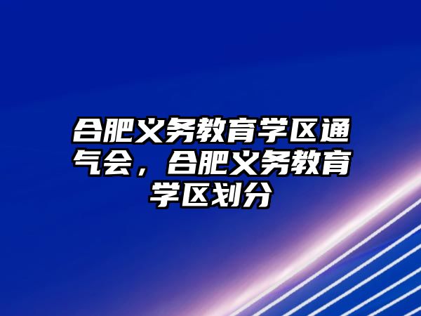 合肥義務教育學區(qū)通氣會，合肥義務教育學區(qū)劃分