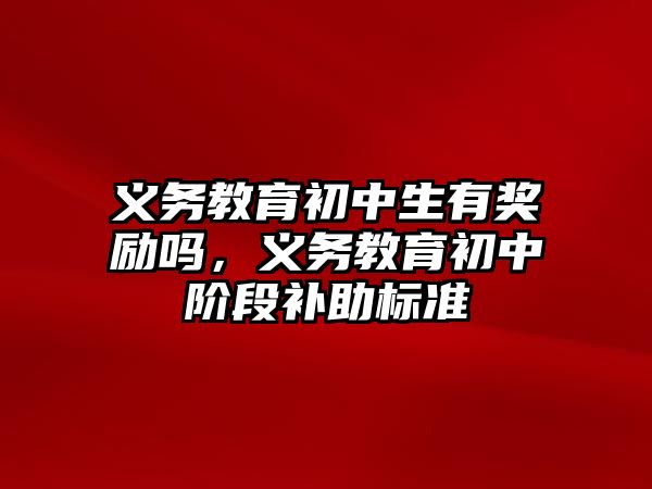 義務教育初中生有獎勵嗎，義務教育初中階段補助標準