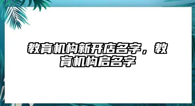 教育機構新開店名字，教育機構啟名字