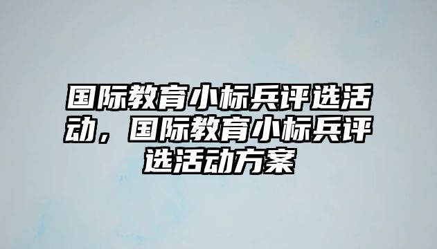 國際教育小標(biāo)兵評選活動，國際教育小標(biāo)兵評選活動方案