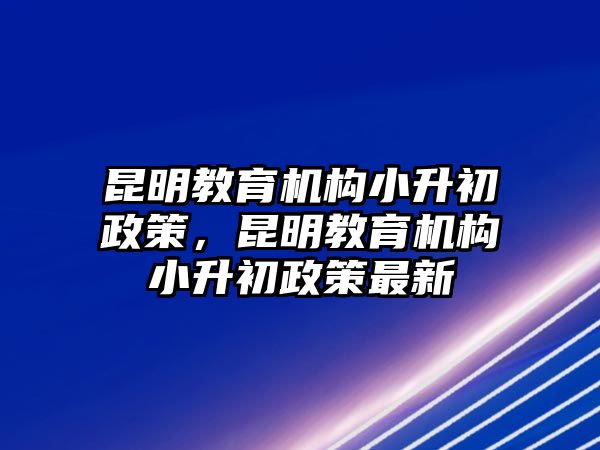 昆明教育機構小升初政策，昆明教育機構小升初政策最新