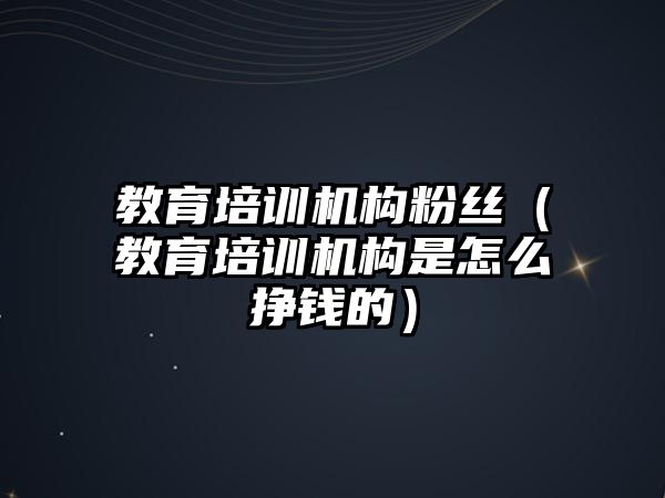 教育培訓機構粉絲（教育培訓機構是怎么掙錢的）