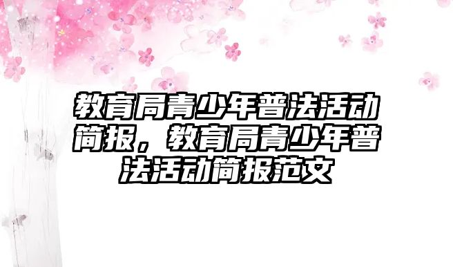 教育局青少年普法活動簡報，教育局青少年普法活動簡報范文