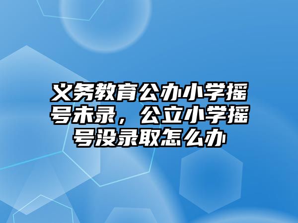 義務教育公辦小學搖號未錄，公立小學搖號沒錄取怎么辦