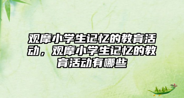 觀摩小學生記憶的教育活動，觀摩小學生記憶的教育活動有哪些