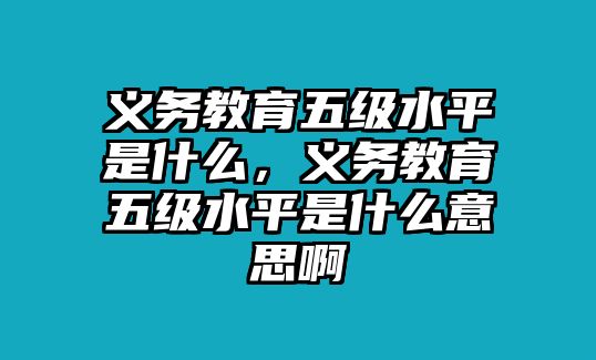 義務教育五級水平是什么，義務教育五級水平是什么意思啊