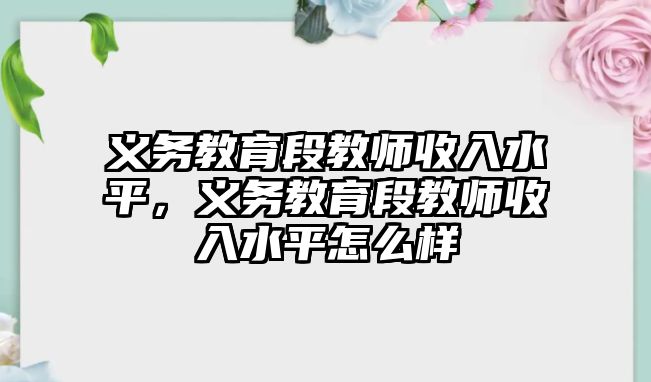 義務教育段教師收入水平，義務教育段教師收入水平怎么樣