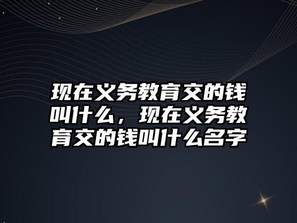 現(xiàn)在義務(wù)教育交的錢叫什么，現(xiàn)在義務(wù)教育交的錢叫什么名字