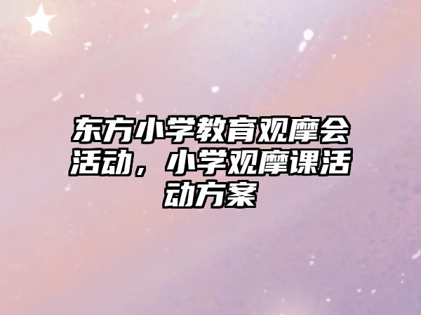 東方小學教育觀摩會活動，小學觀摩課活動方案