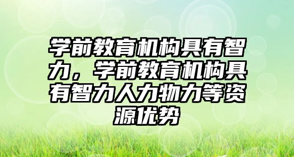 學前教育機構具有智力，學前教育機構具有智力人力物力等資源優勢