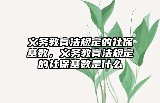 義務教育法規定的社保基數，義務教育法規定的社保基數是什么