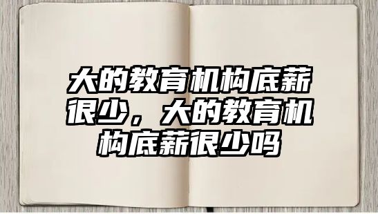 大的教育機構底薪很少，大的教育機構底薪很少嗎