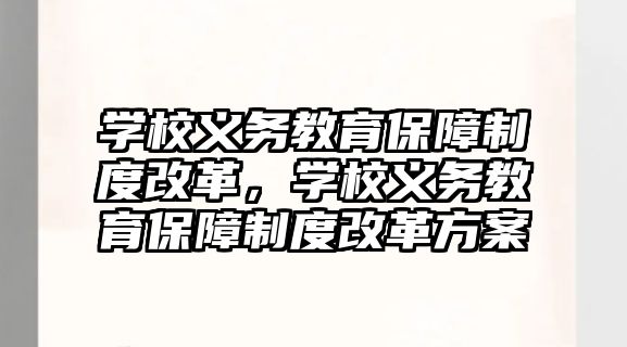 學校義務教育保障制度改革，學校義務教育保障制度改革方案