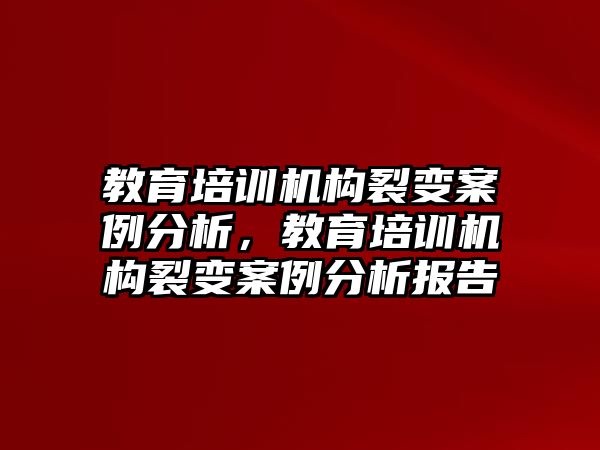 教育培訓機構裂變案例分析，教育培訓機構裂變案例分析報告