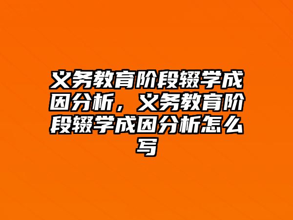 義務教育階段輟學成因分析，義務教育階段輟學成因分析怎么寫