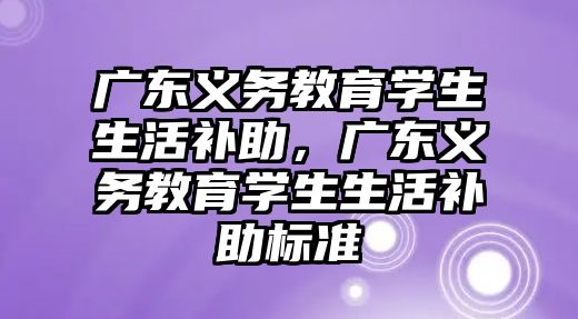 廣東義務教育學生生活補助，廣東義務教育學生生活補助標準