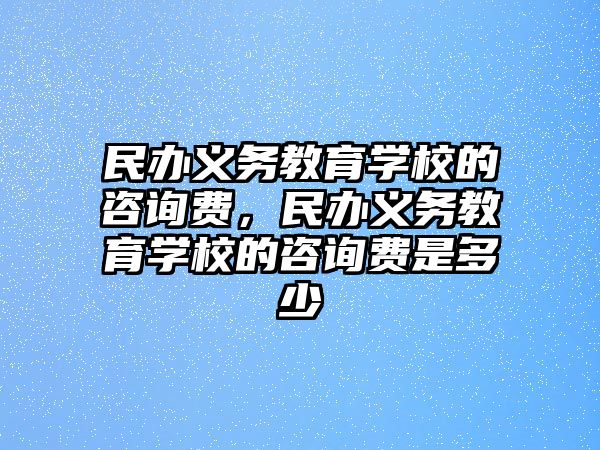 民辦義務教育學校的咨詢費，民辦義務教育學校的咨詢費是多少