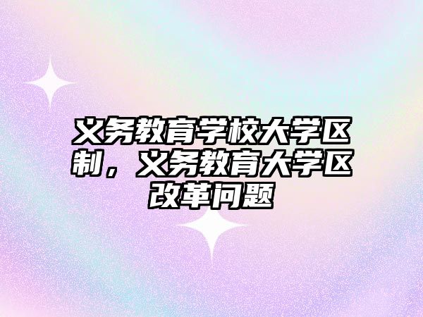 義務教育學校大學區制，義務教育大學區改革問題