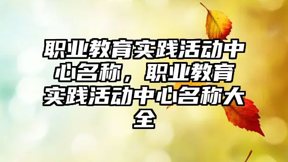 職業教育實踐活動中心名稱，職業教育實踐活動中心名稱大全