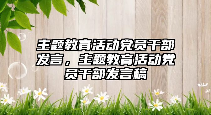 主題教育活動黨員干部發(fā)言，主題教育活動黨員干部發(fā)言稿