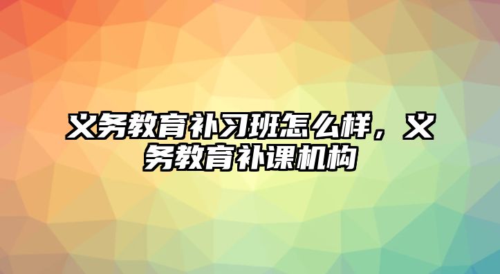 義務教育補習班怎么樣，義務教育補課機構