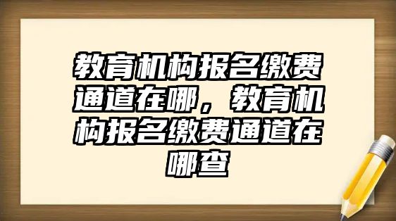 教育機(jī)構(gòu)報(bào)名繳費(fèi)通道在哪，教育機(jī)構(gòu)報(bào)名繳費(fèi)通道在哪查