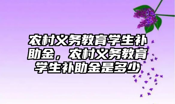 農村義務教育學生補助金，農村義務教育學生補助金是多少