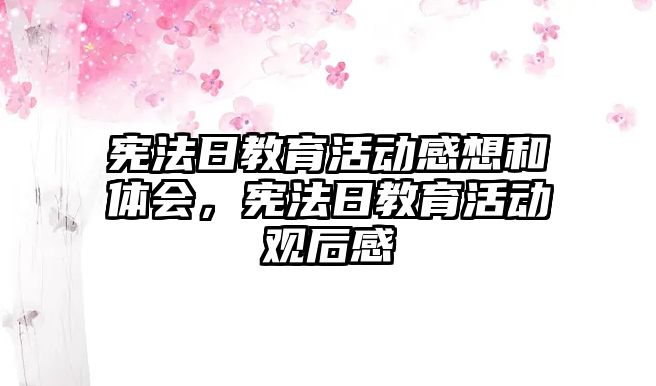 憲法日教育活動感想和體會，憲法日教育活動觀后感