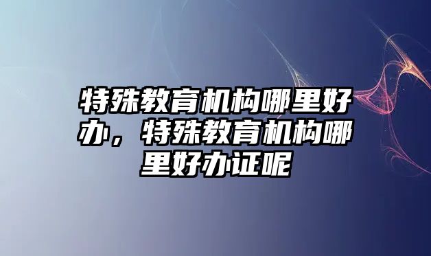 特殊教育機構(gòu)哪里好辦，特殊教育機構(gòu)哪里好辦證呢