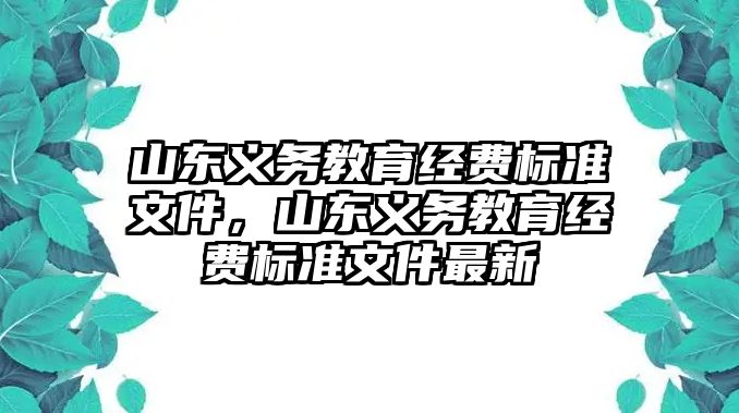 山東義務教育經費標準文件，山東義務教育經費標準文件最新