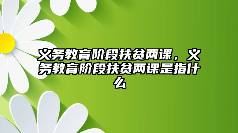 義務(wù)教育階段扶貧兩課，義務(wù)教育階段扶貧兩課是指什么