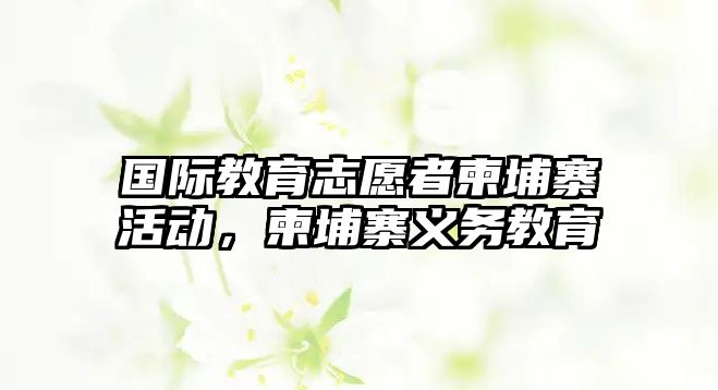 國際教育志愿者柬埔寨活動，柬埔寨義務教育