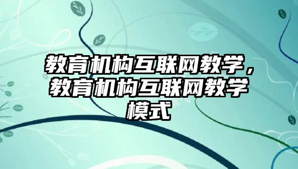 教育機構互聯網教學，教育機構互聯網教學模式