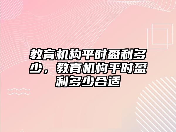 教育機構平時盈利多少，教育機構平時盈利多少合適