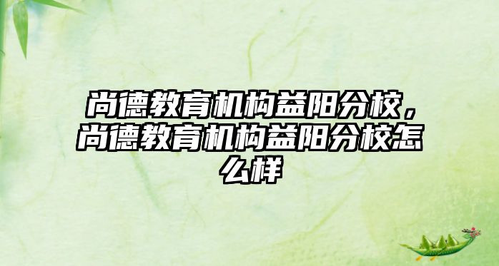 尚德教育機構益陽分校，尚德教育機構益陽分校怎么樣